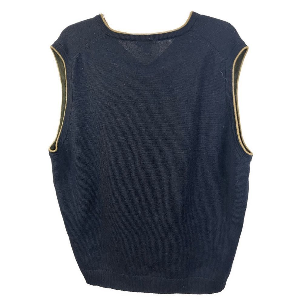 J. Crew Men's 100% Merino Wool Navy Contrast Trim V-‎ Neck Sweater Vest- Size XL - Picture 2 of 4